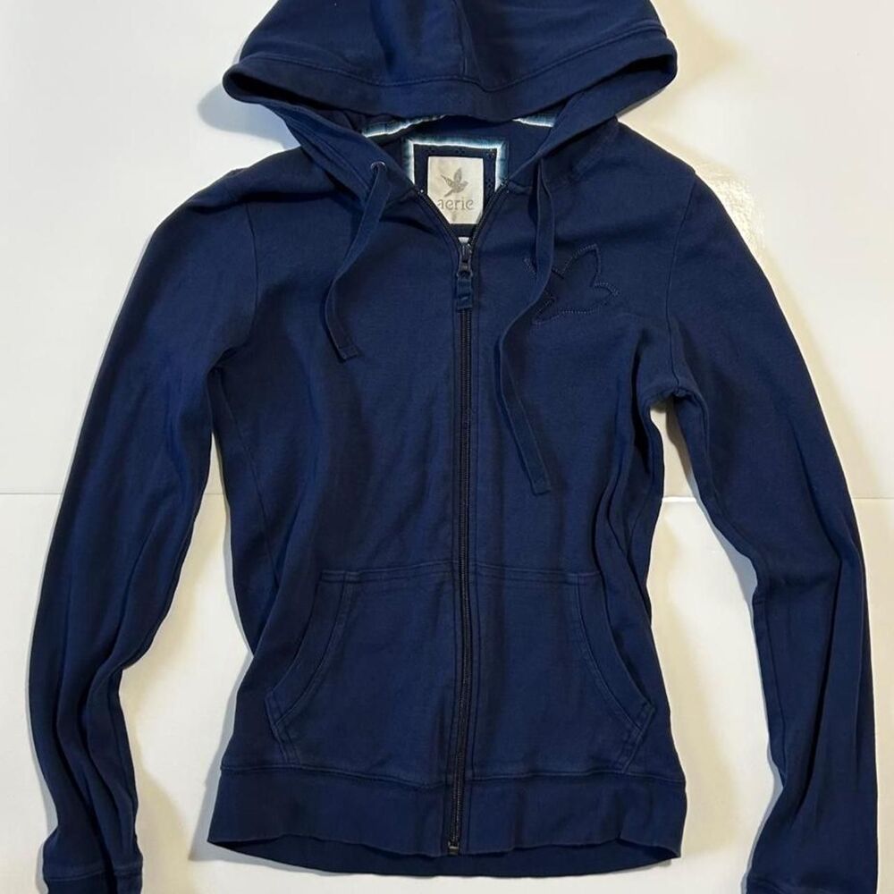 Aerie Women’s y2k navy blue zip up hoodie